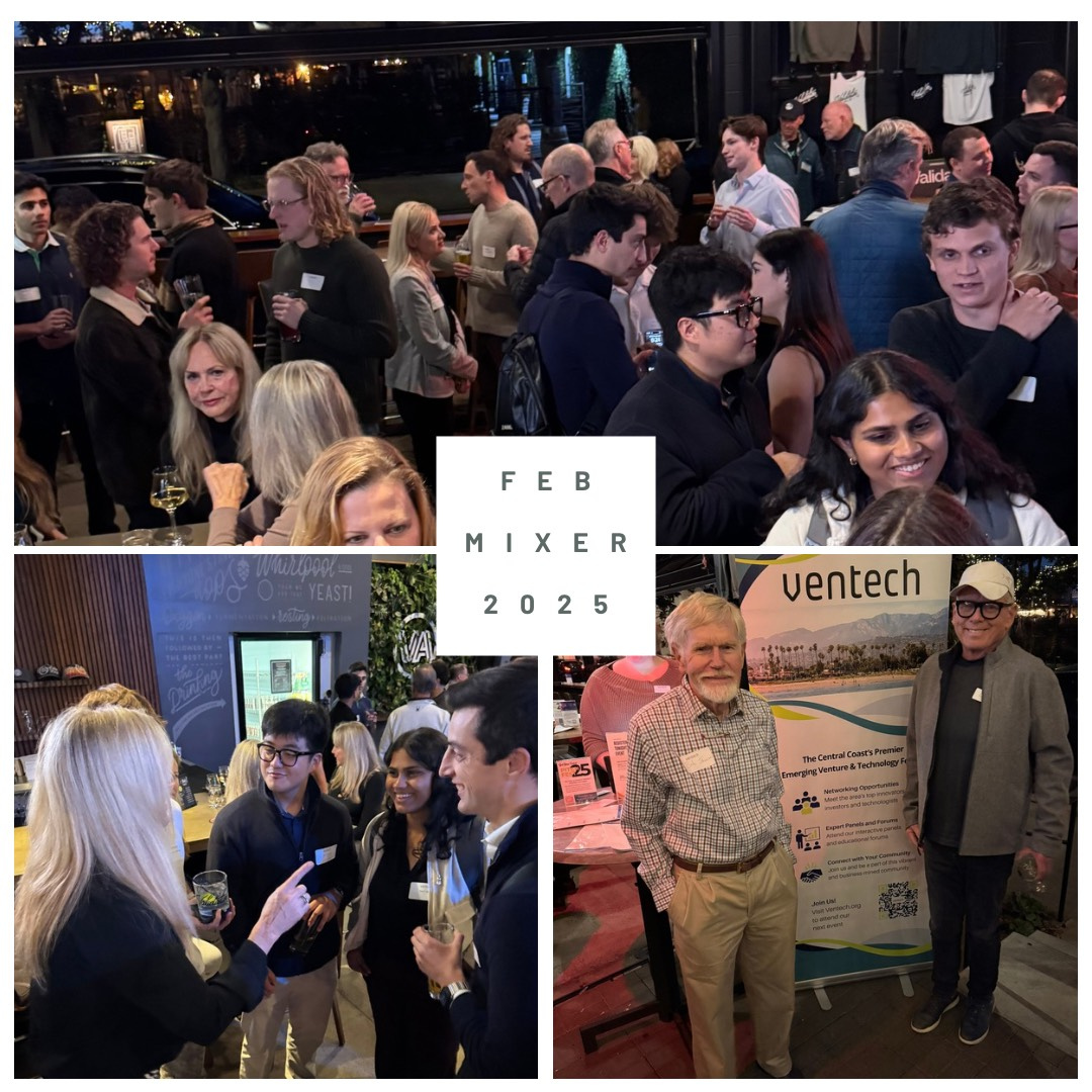 A collage of various people at the Ventech mixer held on Feb. 2025