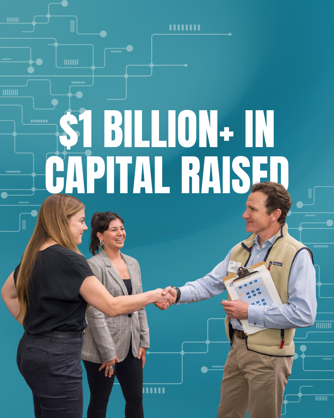 A graphic that reads: over 1 billion in capital raised