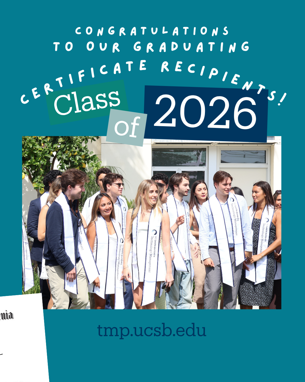 A photo of TM students at Graduation