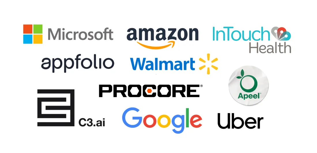Master of Technology Management graduates are employed by these companies and others: Amazon, apeel, appfolio, C3.ai, google, InTouch Health, Microsoft, uber, and Walmart.