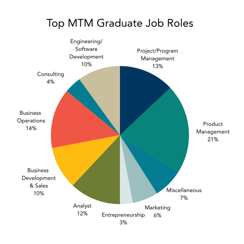 Pie chart showing top MTM Graduate job roles