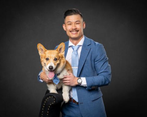 Headshot of Andy with his dog Butters