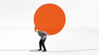 Graphic of man with a speech bubble for industry insights article