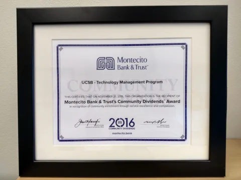 photo of one of the framed awards