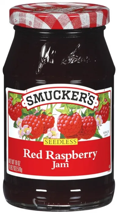 product photo of a jar of smuckers red raspberry jam